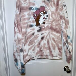 Tie-Dye Sweatshirt with Cartoon Bear Design